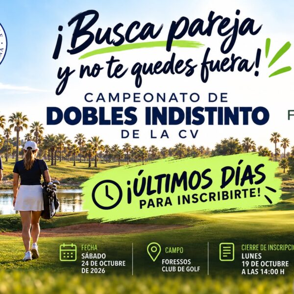 Últimos días para inscribirse en el Campeonato de Dobles Indistinto de la CV